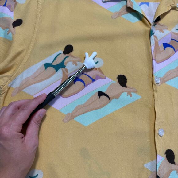 Duvin Design Co. "Have A Day" Button-Up Shirt Beach Sunbather Print Men Size M - Picture 10 of 11